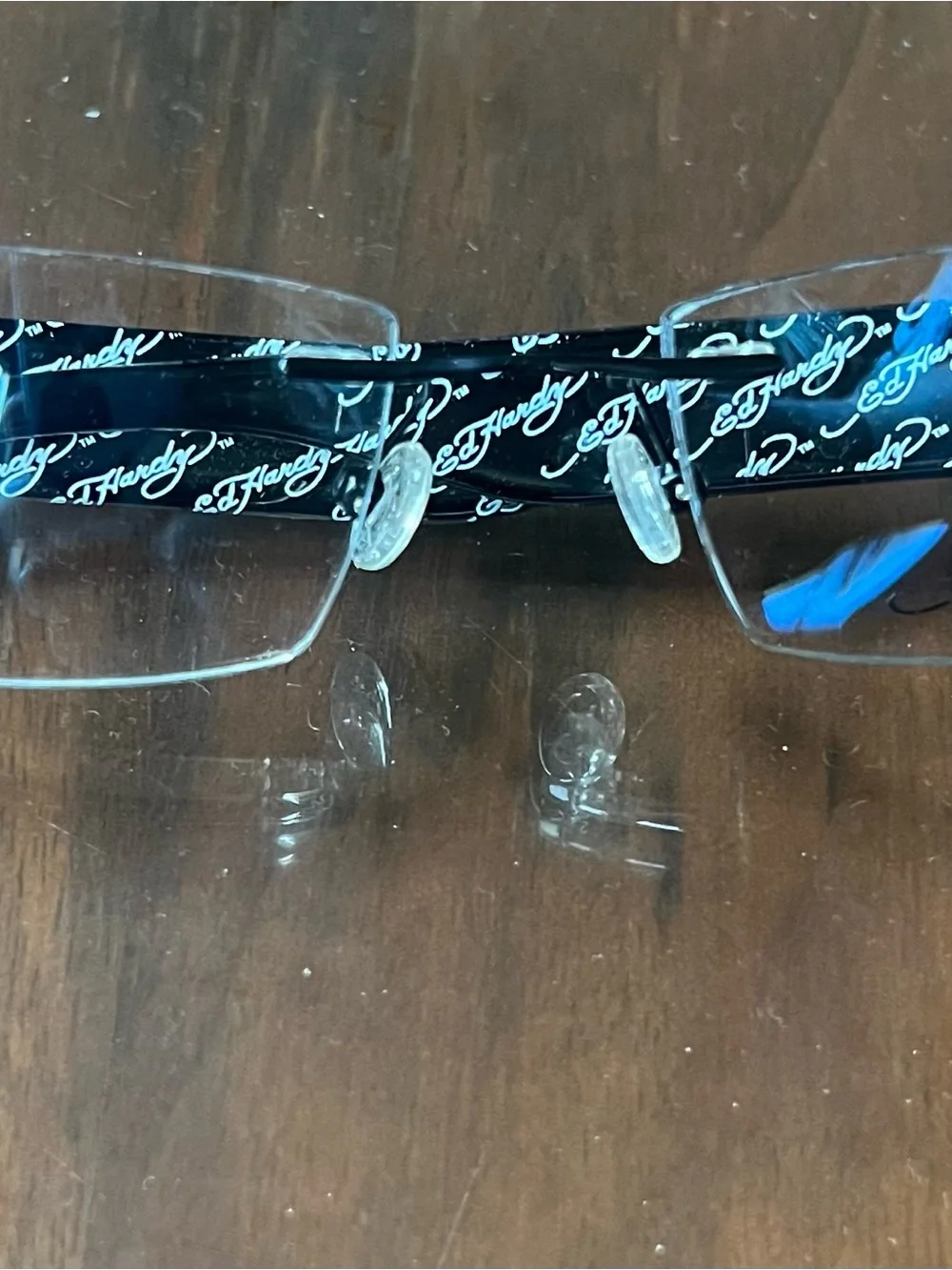 Unisex Metal Deadstock Vintage Ed Hardy Red Skull & Rose Pattern Eyeglass Frames